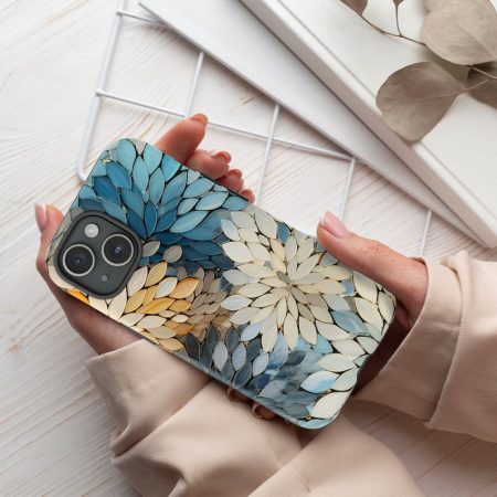 Pastel Floral Stained Glass Illusion Print Tough Phone Case for iPhone 16 15 14 13 Pro Max Plus, MagSafe or ToughCase, Galaxy, Pixel 9, 334