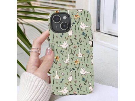 Silly Goose Phone Case Funny Animal Lover Gift Protective Case Cottagecore Theme Gift For Her iPhone 16 Tough Case Samsung Floral Bird Lover