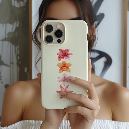 Floral Phone Case, Summer Flowers, Orchids & Lilies, Minimalist Cover, iPhone 16 15 14 13 Pro Max Plus Samsung Galaxy S24 S23 S22 S21